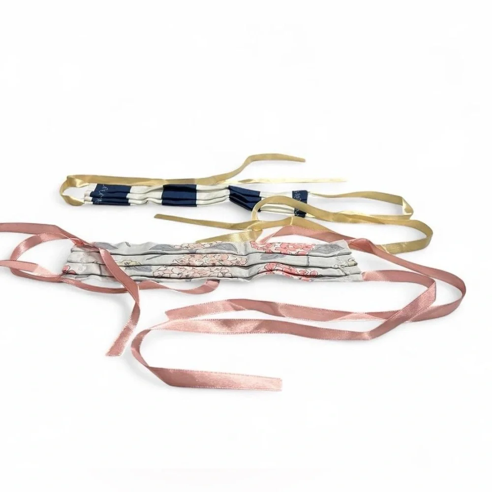 Handmade Floral & Navy Stripe Tie-Back Face Masks